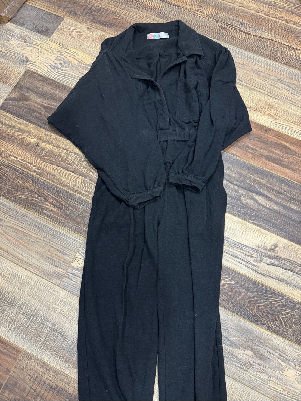Free People Beach Black Long Sleeve Faye Collared Jumpsuit